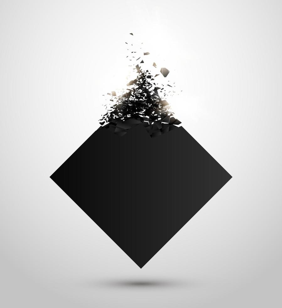 Black stone with debris isolated. Abstract black explosion. Geometric illustration. Vector destruction shapes with debris