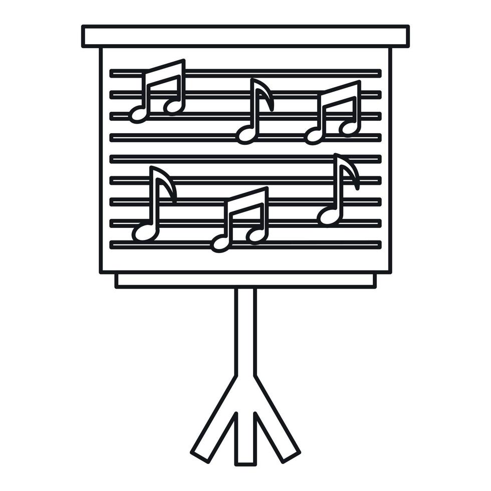 notas musicales en el icono del soporte, estilo de esquema vector