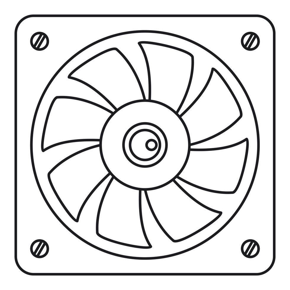 Computer fan cooler icon, outline style vector