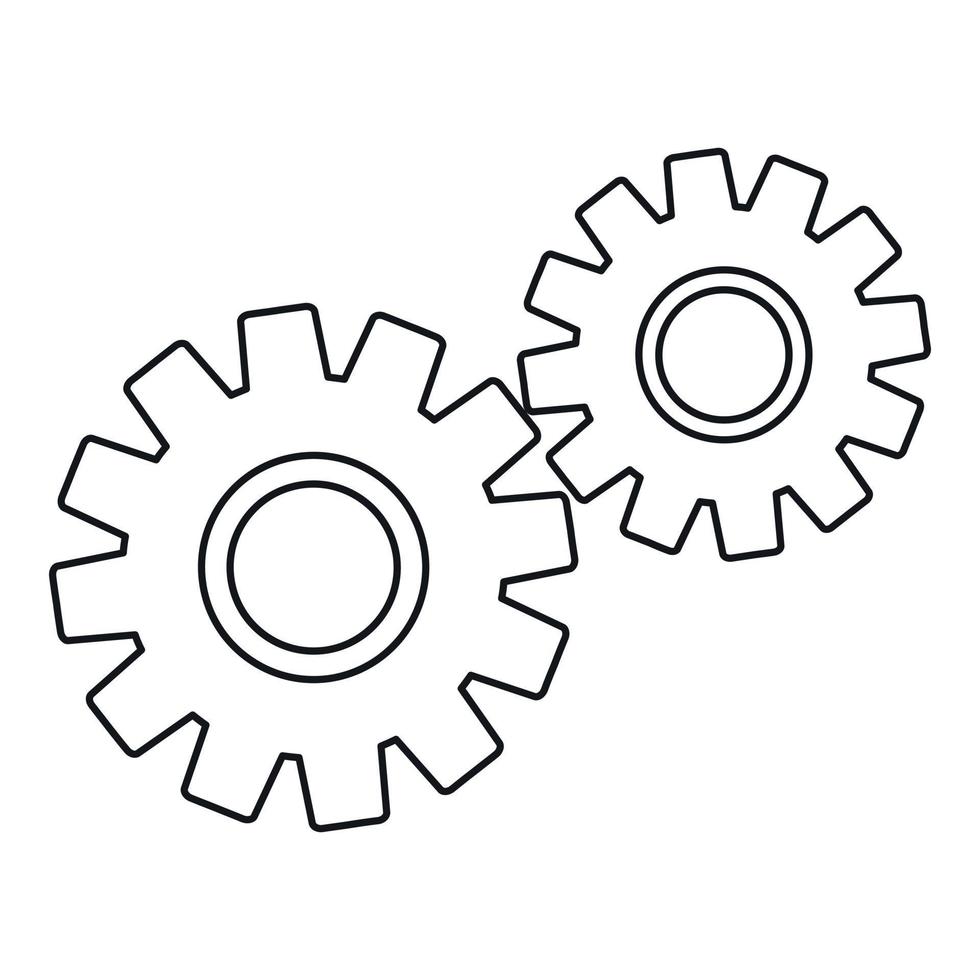 Two gears icon, outline style vector