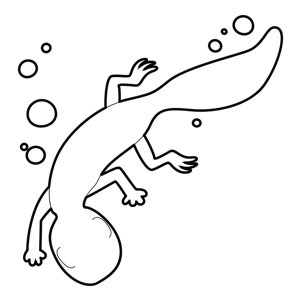 Swimming lizard icon, outline style vector