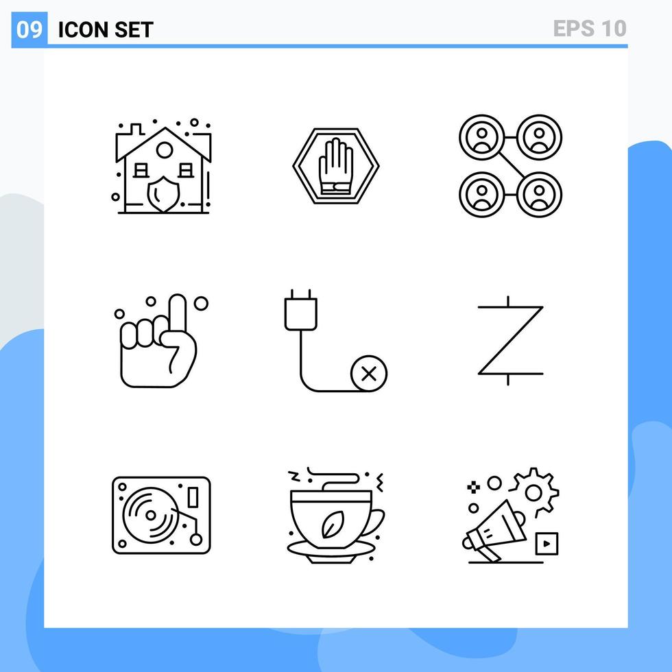 iconos de estilo moderno de 9 líneas. símbolos de contorno para uso general. signo de icono de línea creativa aislado sobre fondo blanco. Paquete de 9 iconos. vector