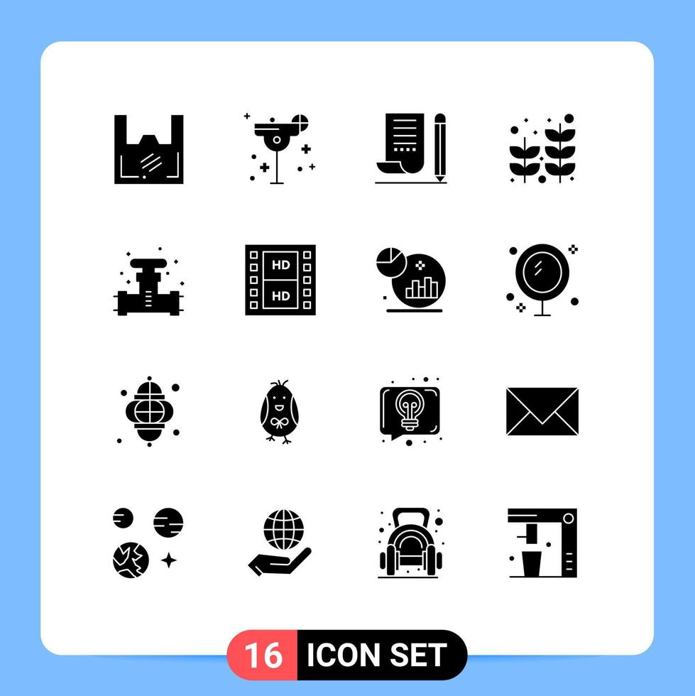 16 Universal Solid Glyphs Set for Web and Mobile Applications tree palm margarita beach notepad Editable Vector Design Elements