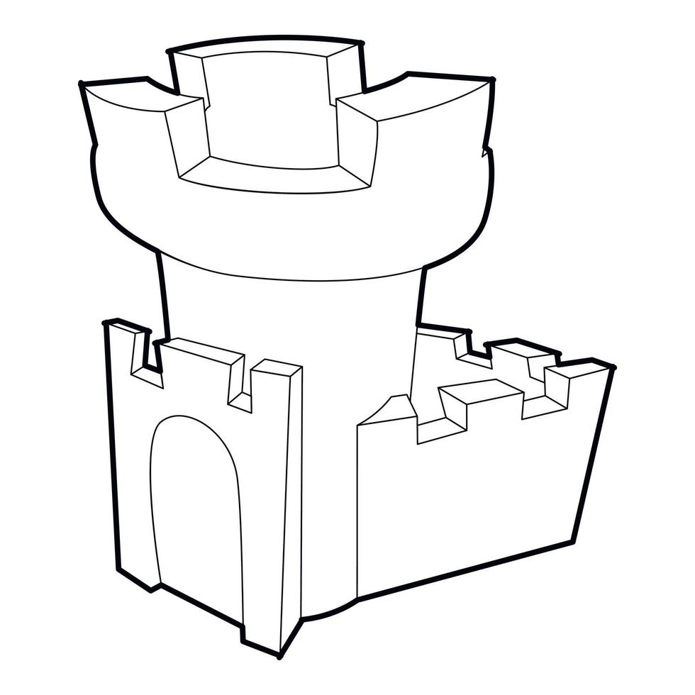 Castle tower icon, outline style vector