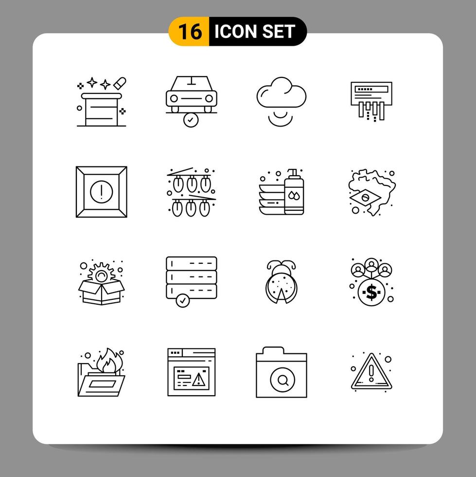 Outline Pack of 16 Universal Symbols of box wifi done router wifi Editable Vector Design Elements
