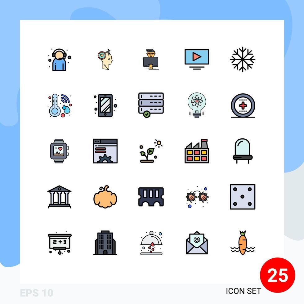 conjunto de 25 iconos de interfaz de usuario modernos signos de símbolos para juegos de video de oficina de heladas elementos de diseño vectorial editables vector