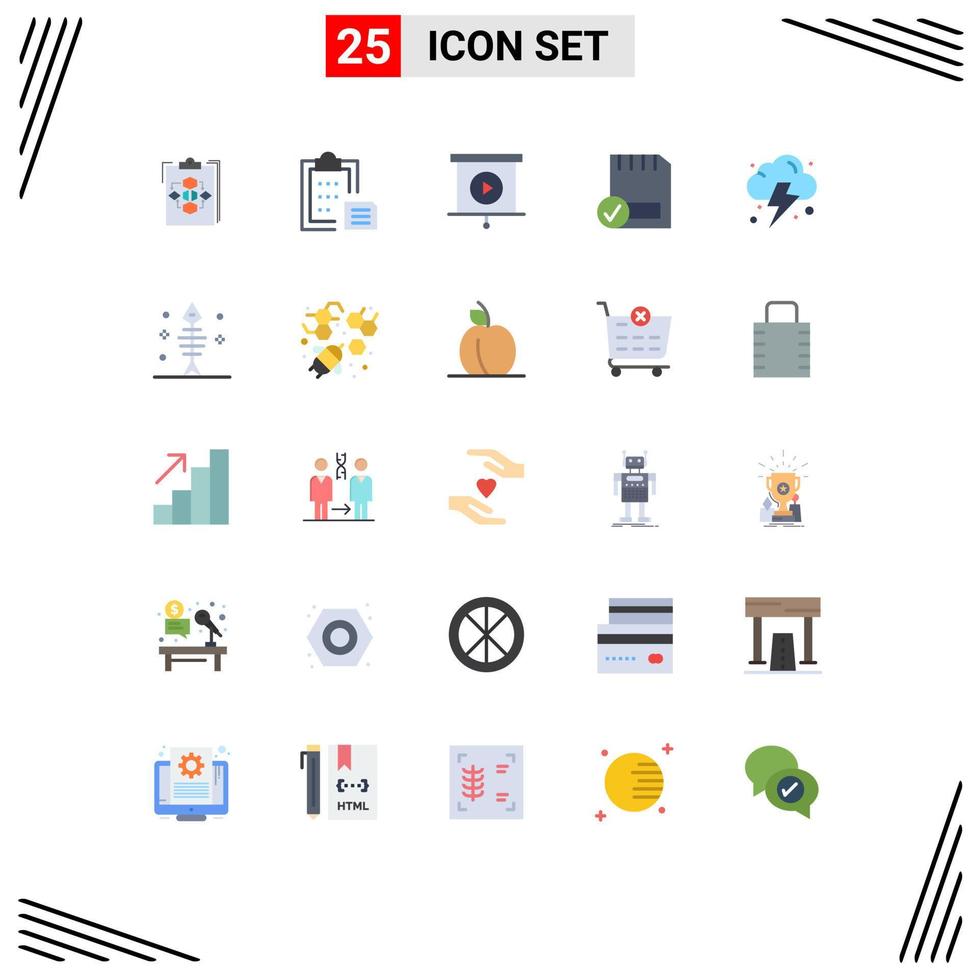 Set of 25 Vector Flat Colors on Grid for connected card document presentation analytics Editable Vector Design Elements