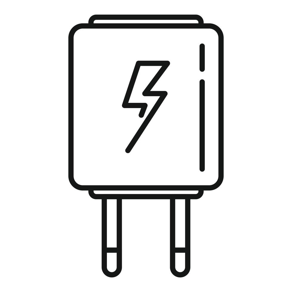 vector de contorno de icono de cargador eléctrico. carga del teléfono