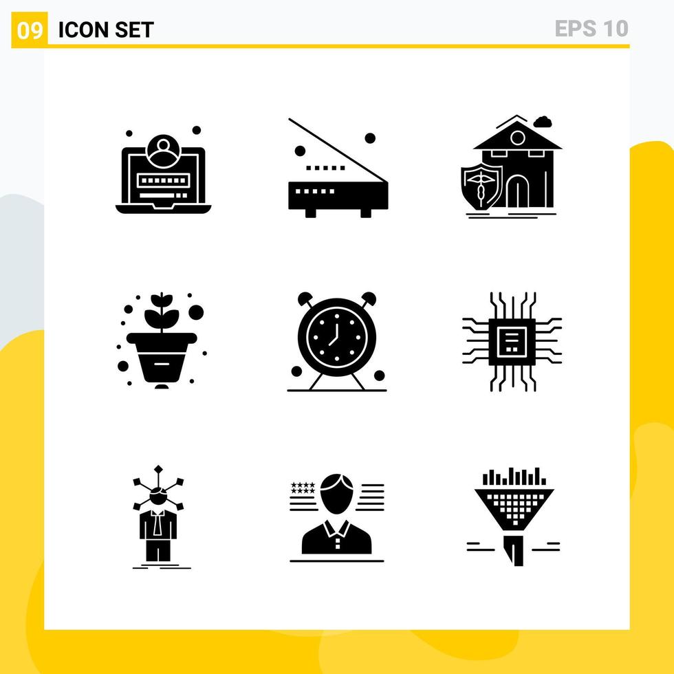 Collection of 9 Universal Solid Icons. Icon Set for Web and Mobile. vector