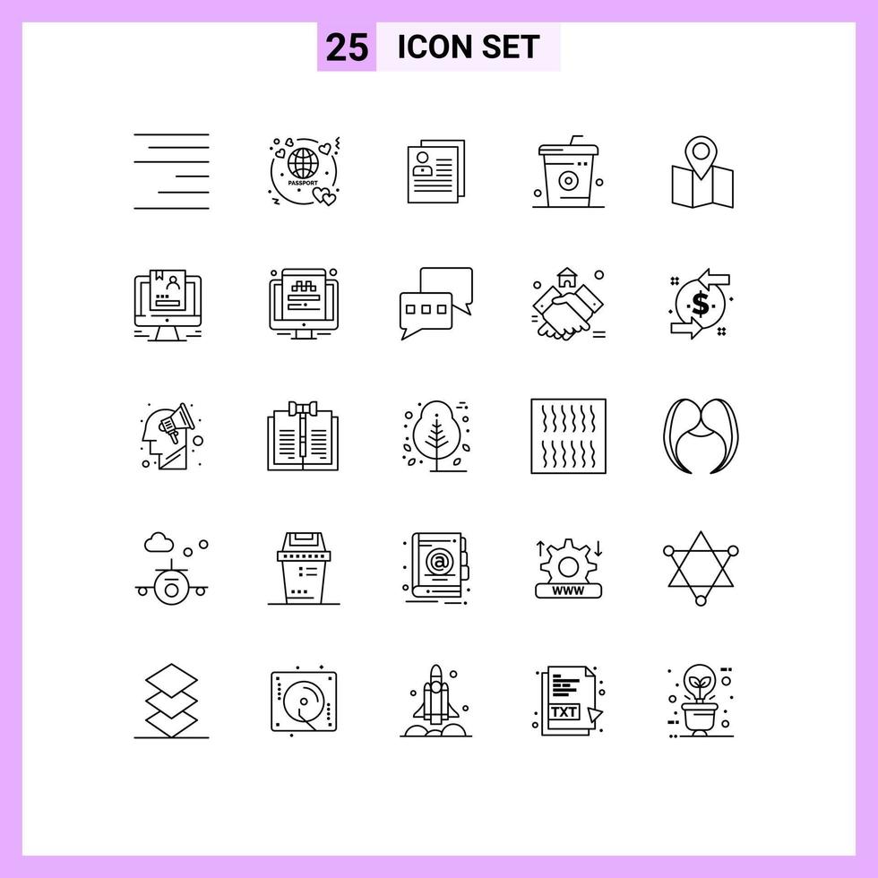 Set of 25 Modern UI Icons Symbols Signs for meal drinks about cooking personal Editable Vector Design Elements