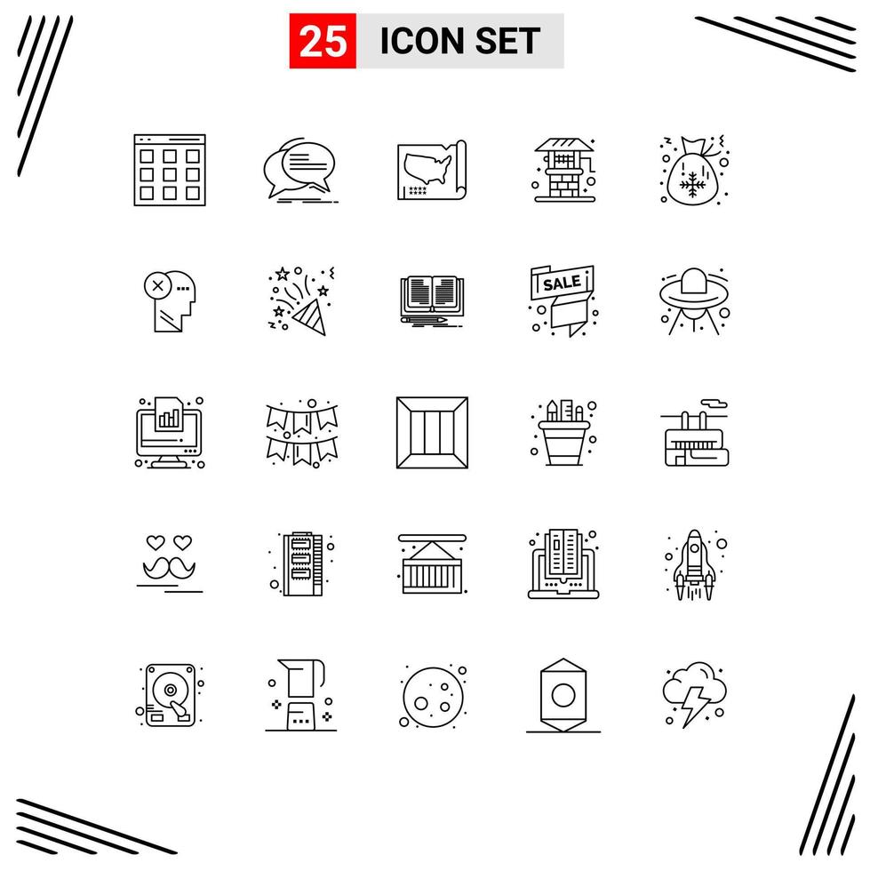 Universal Icon Symbols Group of 25 Modern Lines of bag farming talk farm usa Editable Vector Design Elements