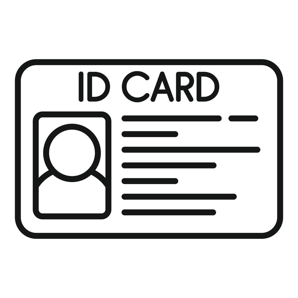 Id card pass icon outline vector. Name photo vector