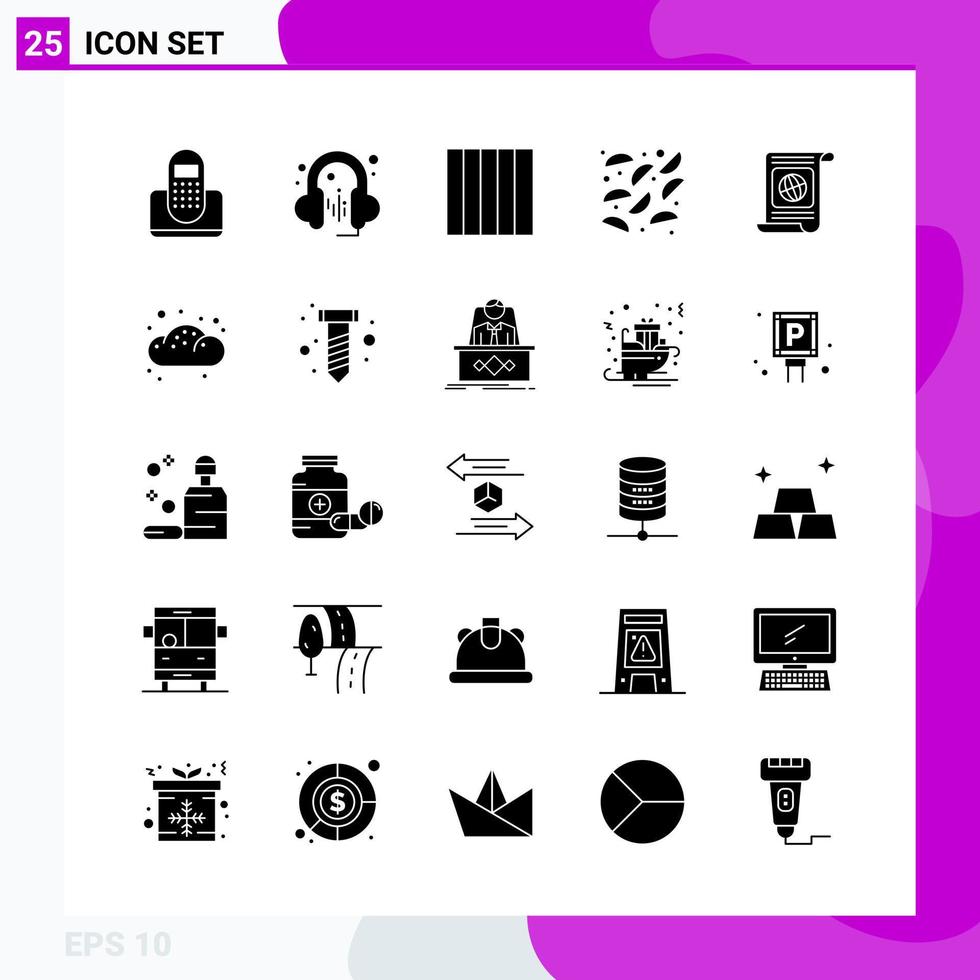 Solid Icon set. Pack of 25 Glyph Icons isolated on White Background for Web Print and Mobile. vector