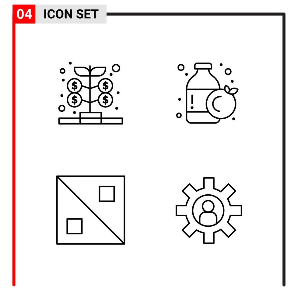 4 General Icons for website design print and mobile apps. 4 Outline Symbols Signs Isolated on White Background. 4 Icon Pack. vector