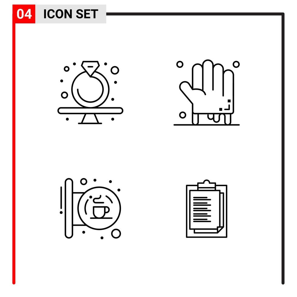 4 General Icons for website design print and mobile apps. 4 Outline Symbols Signs Isolated on White Background. 4 Icon Pack. vector