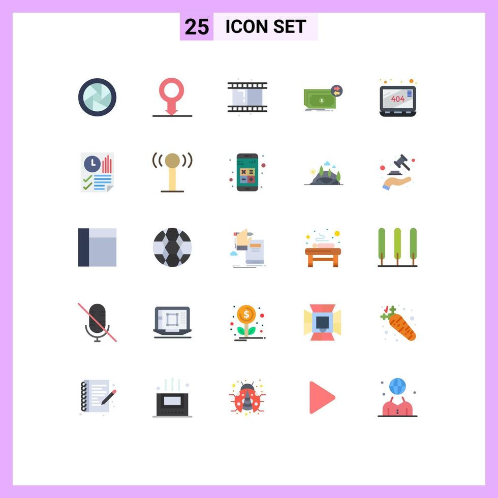 25 Creative Icons Modern Signs and Symbols of data missing video error flow Editable Vector Design Elements