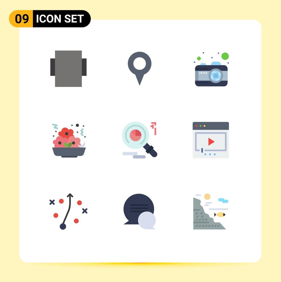 9 Universal Flat Colors Set for Web and Mobile Applications media markiting picture faind nugget Editable Vector Design Elements