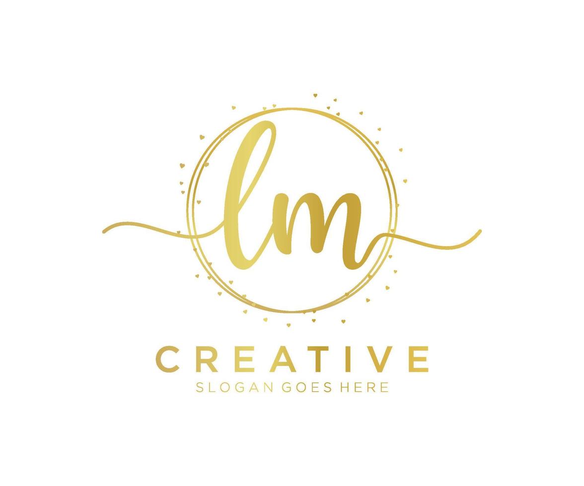 Initial LM feminine logo. Usable for Nature, Salon, Spa, Cosmetic and Beauty Logos. Flat Vector Logo Design Template Element.