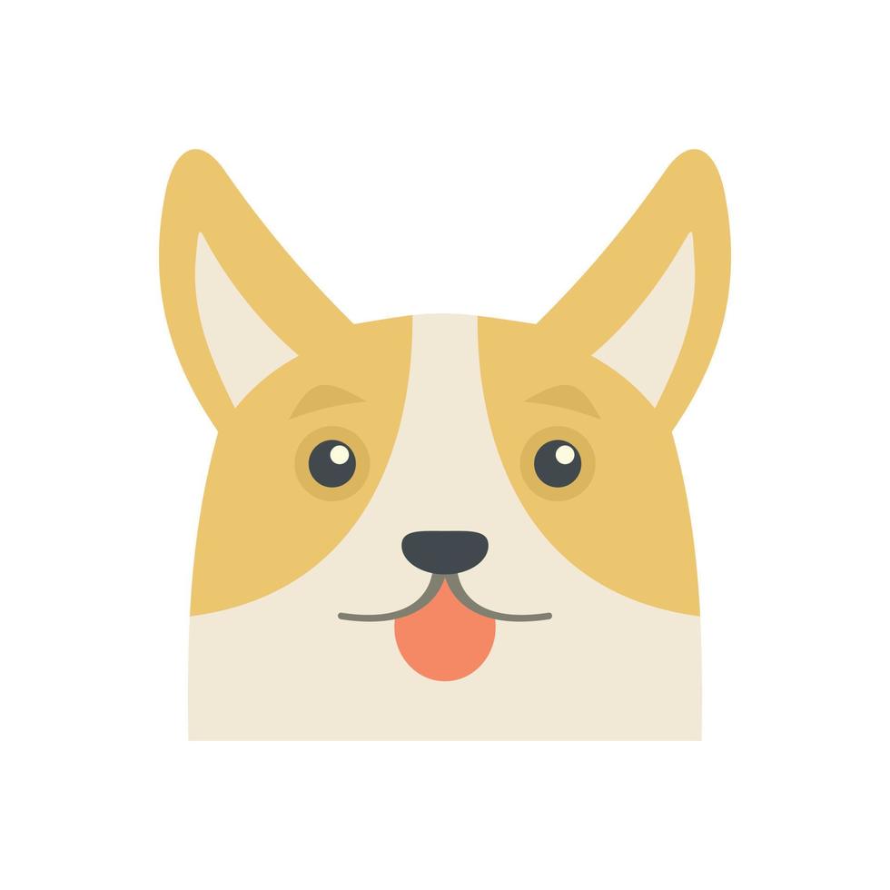 encantador corgi perro icono plano aislado vector