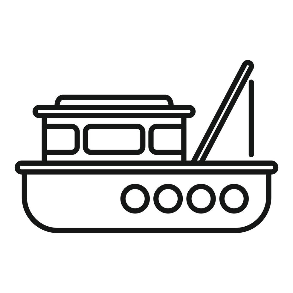 vector de contorno de icono de barco de pescado industrial. barco de mar