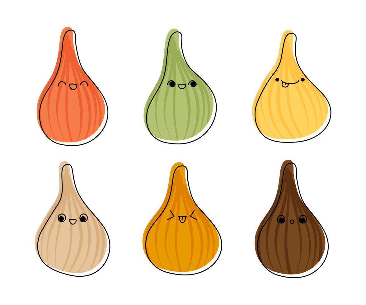 Set of modak characters vector illustration isolated on white background