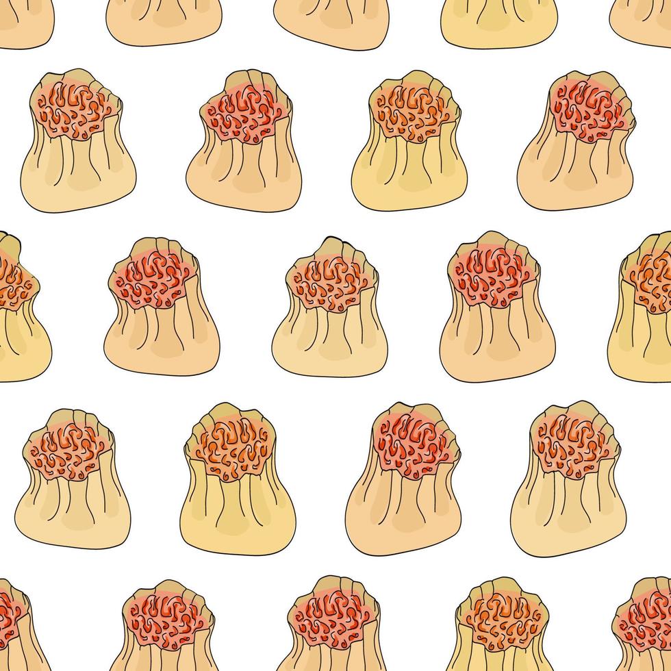 Siu mai dim sum seamless pattern vector illustration