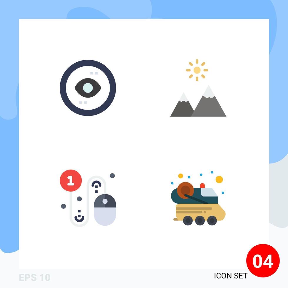 Universal Icon Symbols Group of 4 Modern Flat Icons of browser business ui mountain click Editable Vector Design Elements