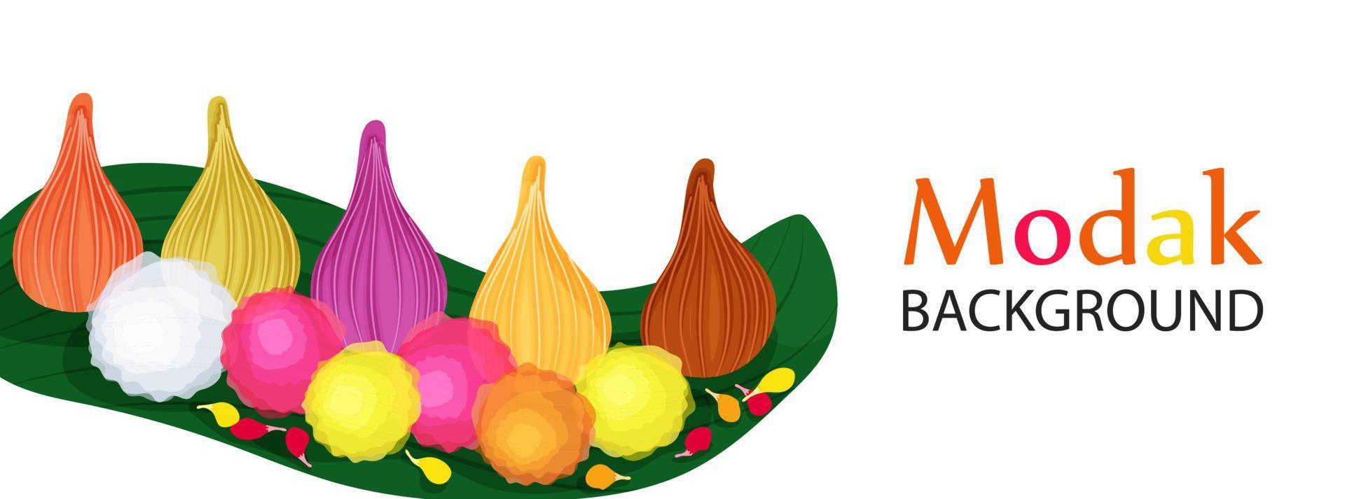 Background with modak and flowers vector illustration