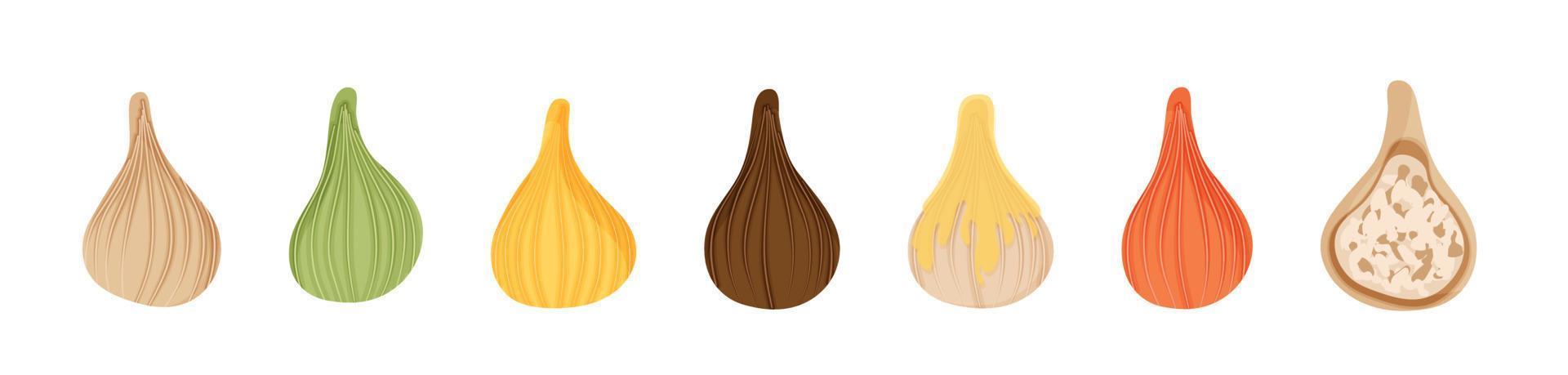 Set of steamed modak vector illustration isolated on white background