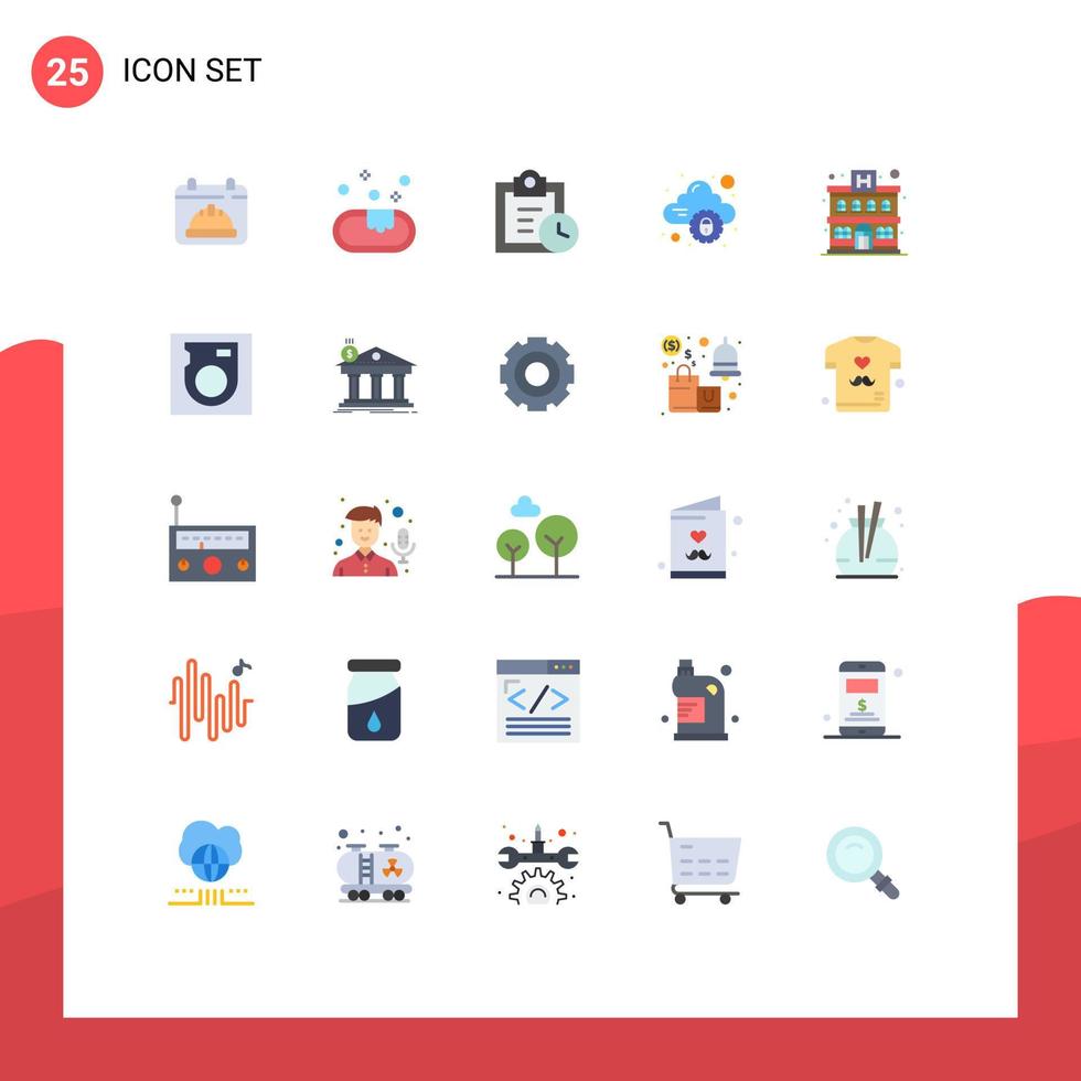 25 Creative Icons Modern Signs and Symbols of disk building tasks apartment secure Editable Vector Design Elements