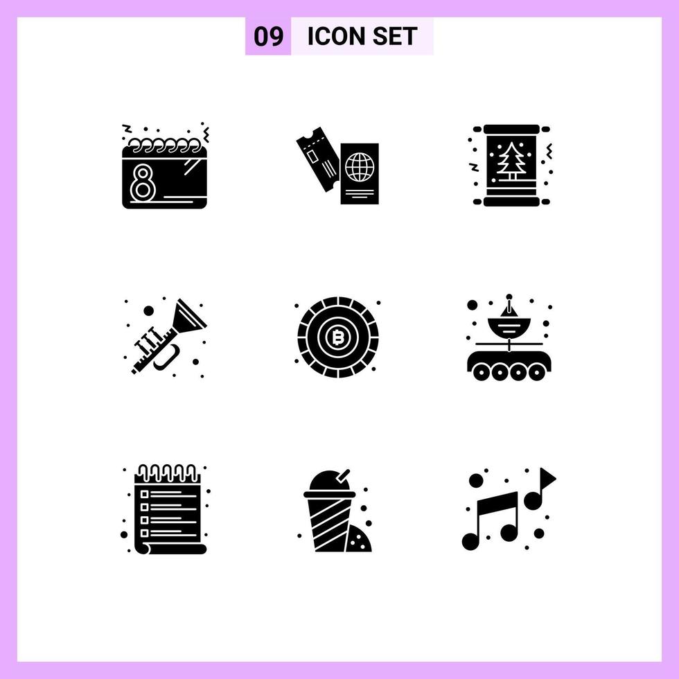 Stock Vector Icon Pack of 9 Line Signs and Symbols for irish horns travel winter invitation Editable Vector Design Elements