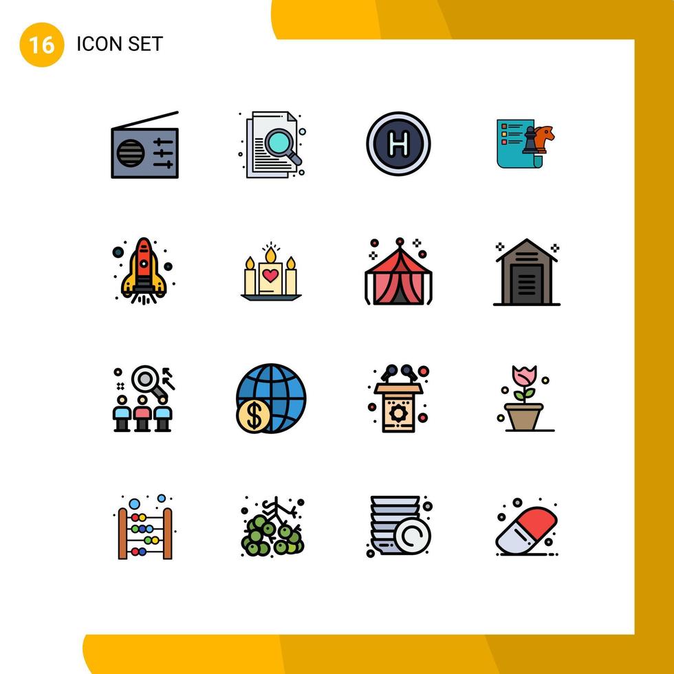 paquete de iconos de vector de stock de 16 signos de línea y símbolos para amor espacio signo planificación de cohetes elementos de diseño de vector creativo editable