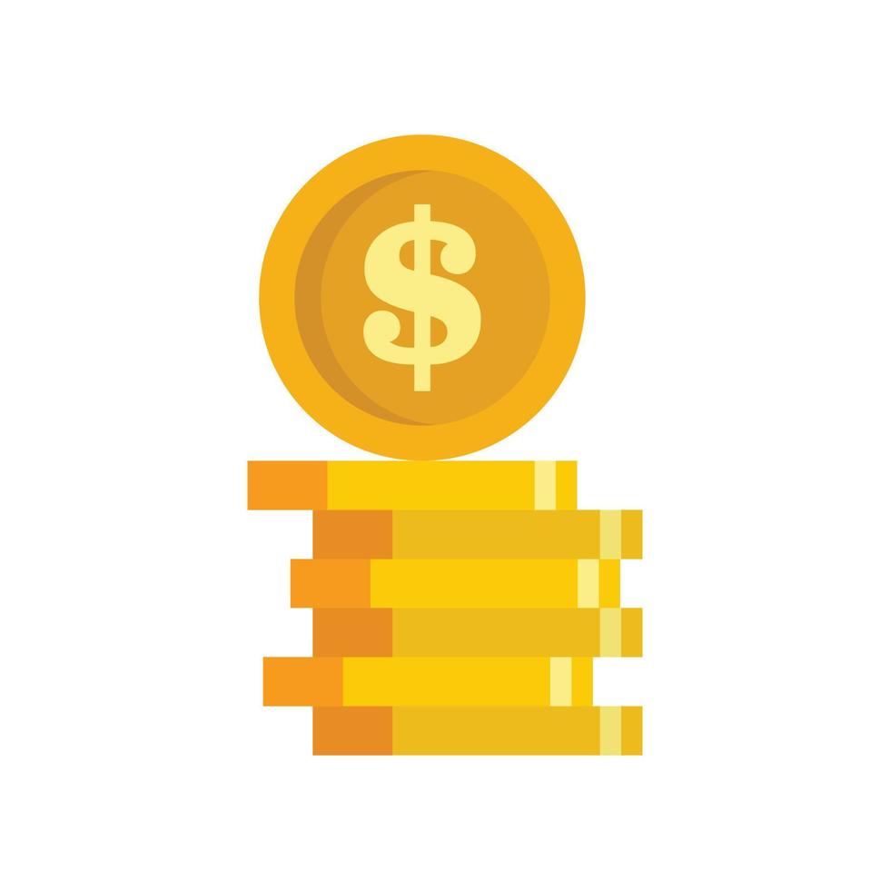 Compensation coin stack icon flat isolated vector