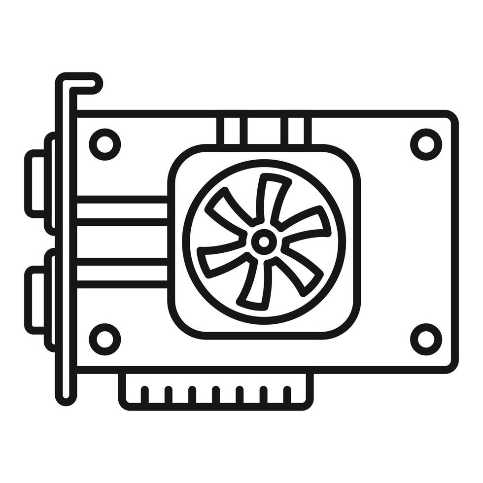 vector de contorno de icono de placa de tarjeta de video. gpu de la computadora