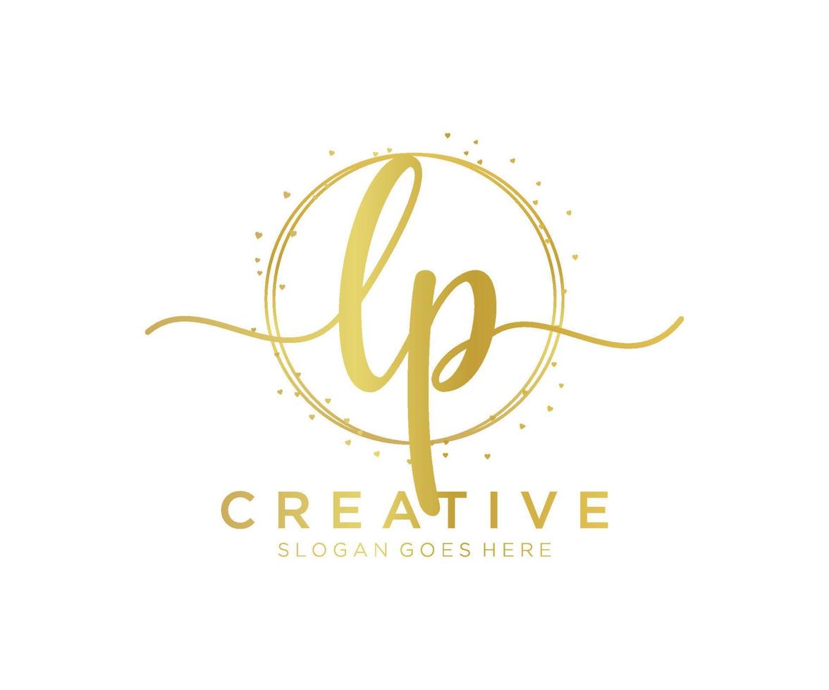 Initial LP feminine logo. Usable for Nature, Salon, Spa, Cosmetic and Beauty Logos. Flat Vector Logo Design Template Element.