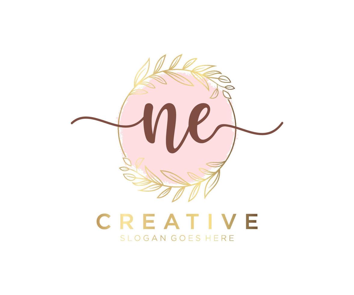 Initial NE feminine logo. Usable for Nature, Salon, Spa, Cosmetic and Beauty Logos. Flat Vector Logo Design Template Element.