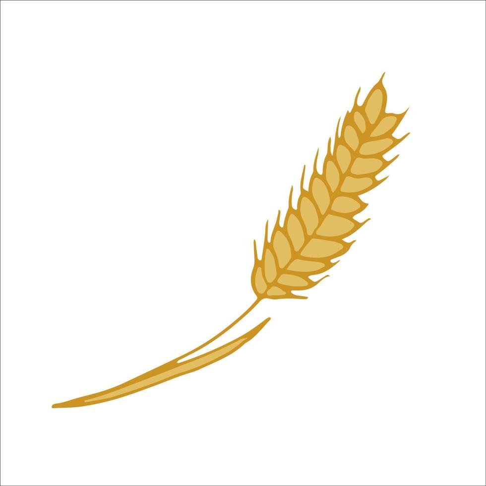 Ear of wheat. Icon, sticker, design element. Vector Illustration.