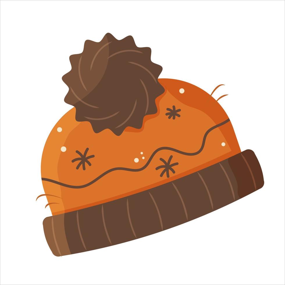 Women knitted hat autumn winter. Vector illustration.