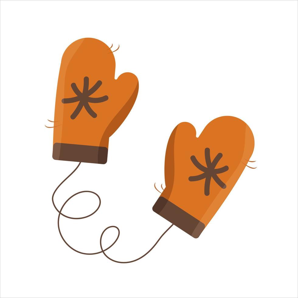 Knitted mittens autumn winter. Vector illustration.