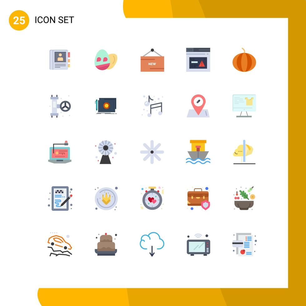 25 Universal Flat Color Signs Symbols of pumpkin website line web internet Editable Vector Design Elements