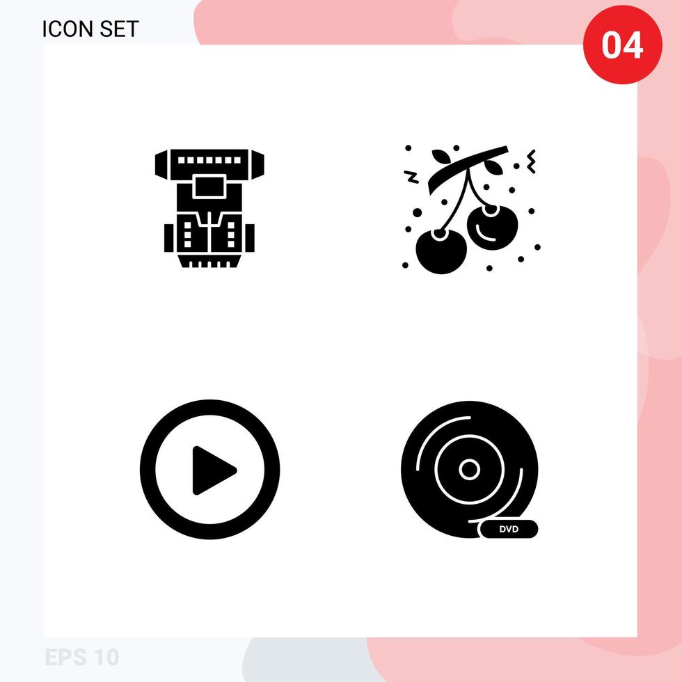 Set of 4 Modern UI Icons Symbols Signs for box new year cryonics christmas play Editable Vector Design Elements