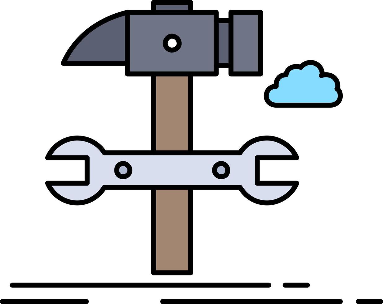 Build engineering hammer repair service Flat Color Icon Vector