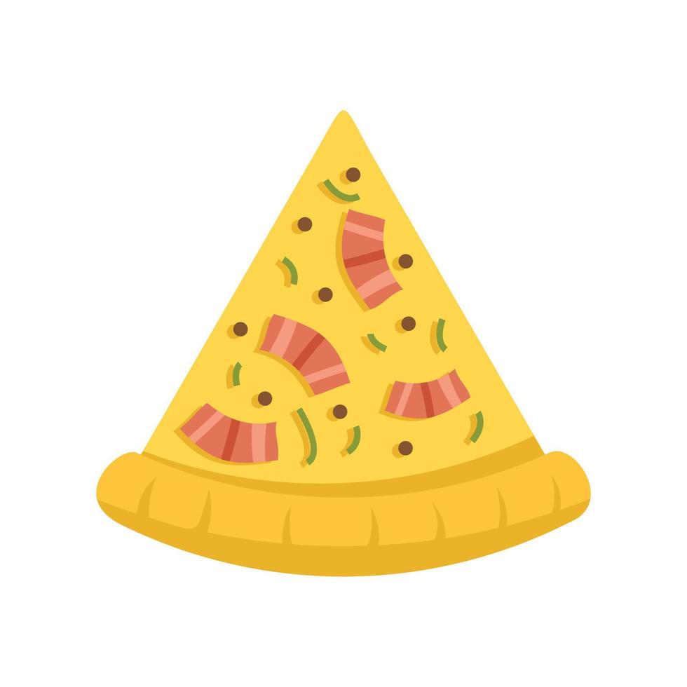 Baked pizza slice icon flat isolated vector