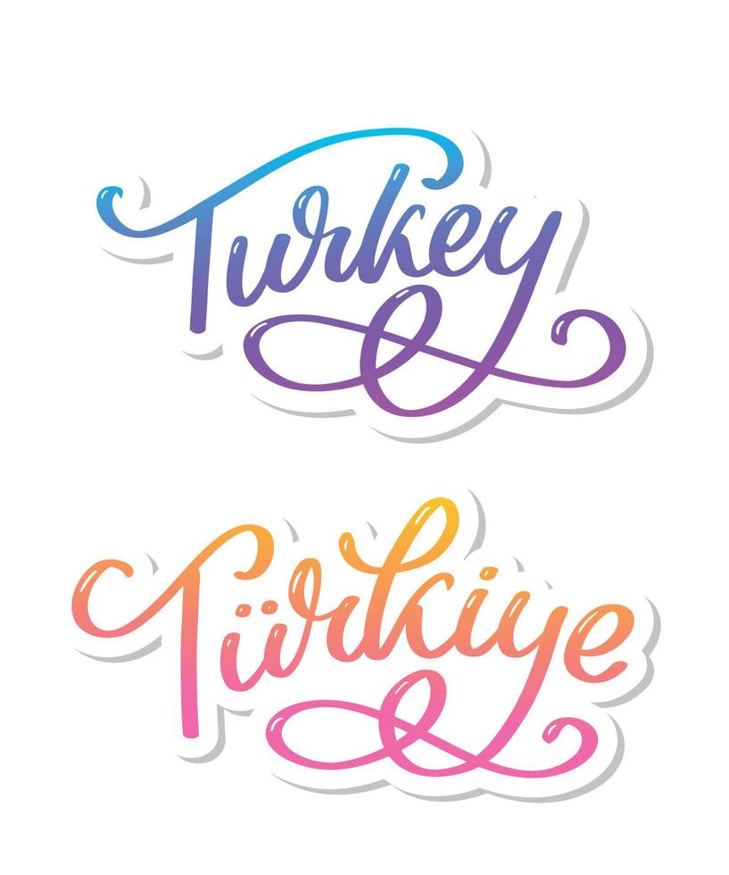 Turkey Lettering. Handwritten name of the country. Vector design template.