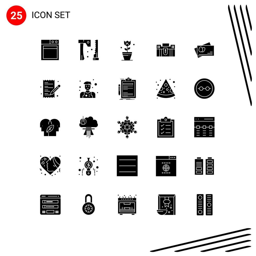 Stock Vector Icon Pack of 25 Line Signs and Symbols for passport suitcase plant portfolio case Editable Vector Design Elements