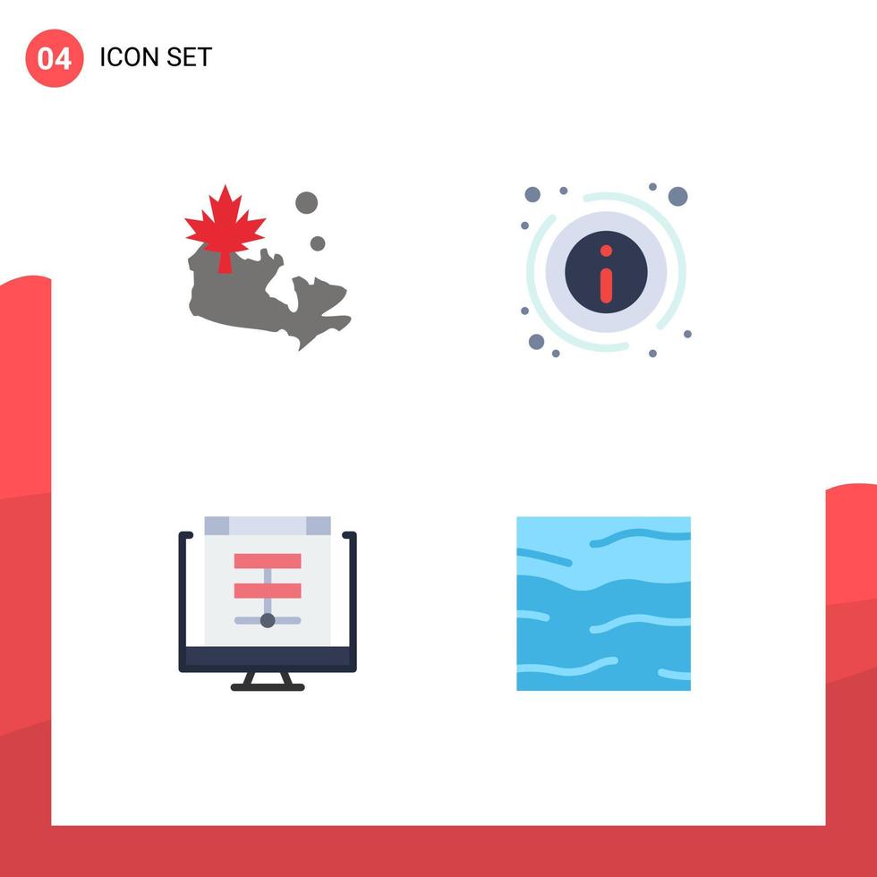 4 Thematic Vector Flat Icons and Editable Symbols of map database details about sever Editable Vector Design Elements