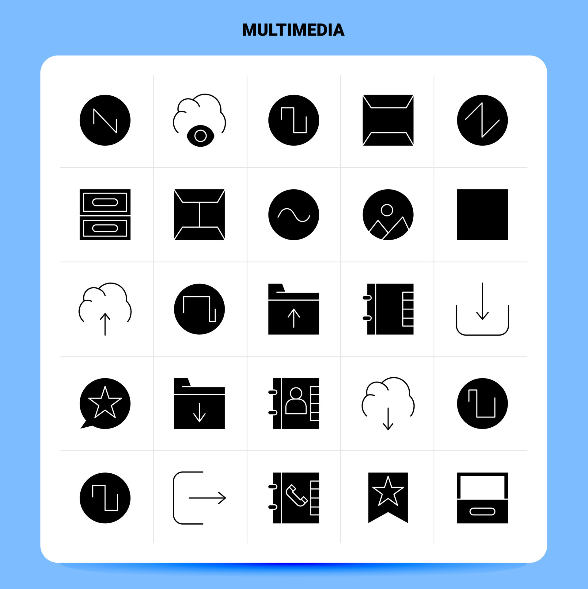 Solid 25 Multimedia Icon set Vector Glyph Style Design Black Icons Set Web  and Mobile Business ideas design Vector Illustration 14860766 Vector Art at  Vecteezy