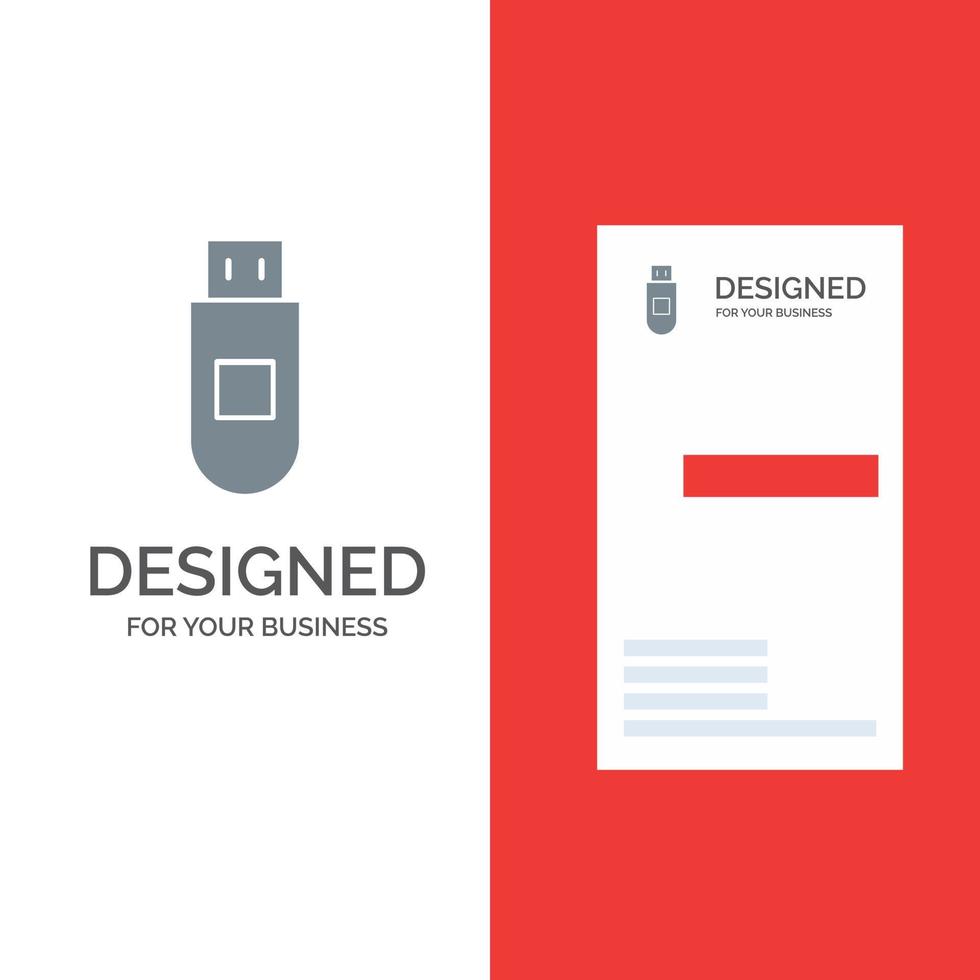 Usb Storage Data Grey Logo Design and Business Card Template vector