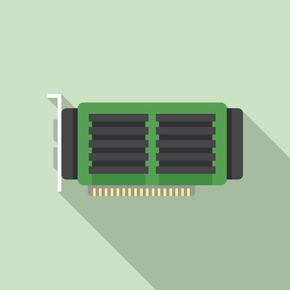 vector plano de icono de tarjeta de video de computadora. ventilador gpu