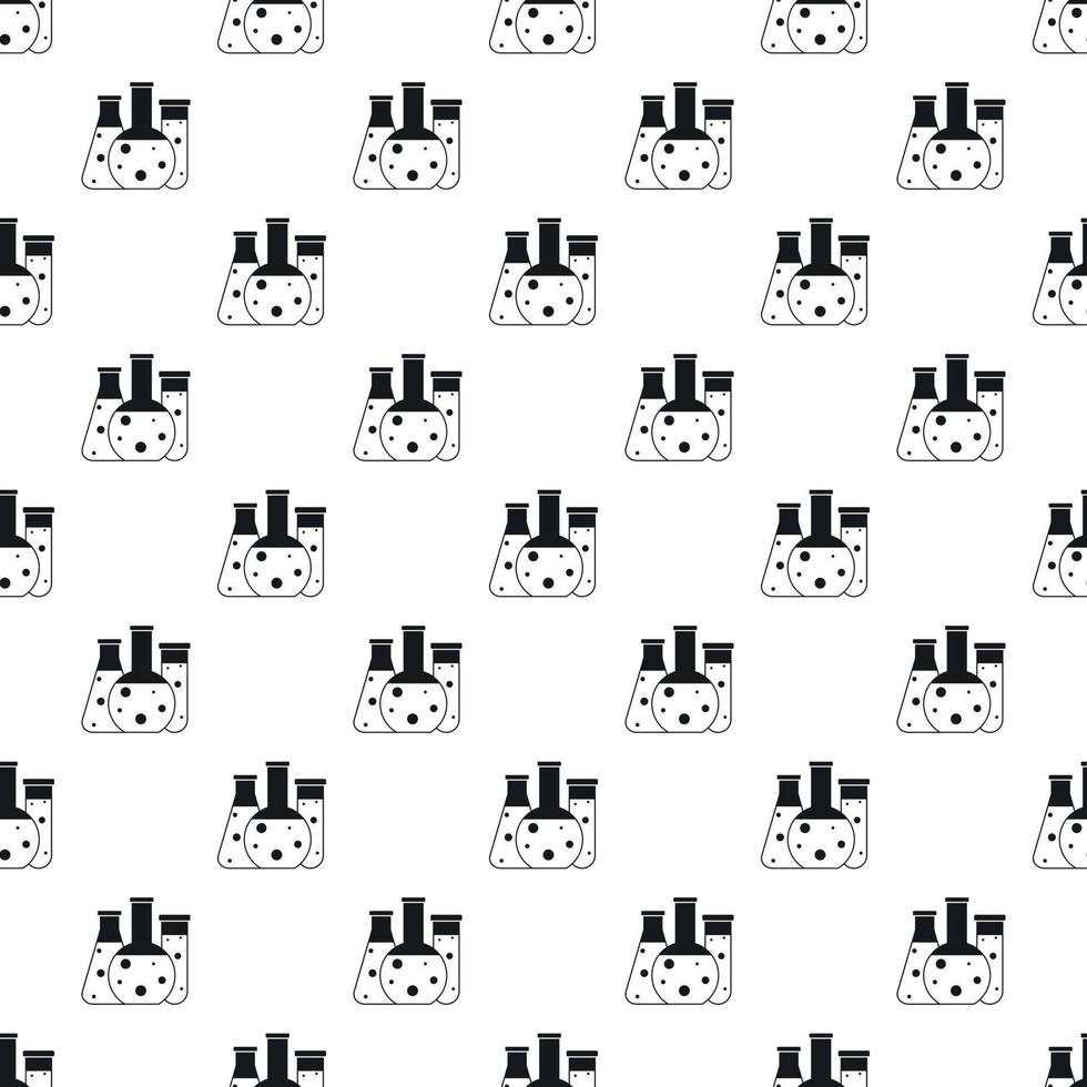 Chemical laboratory flasks pattern, simple style vector